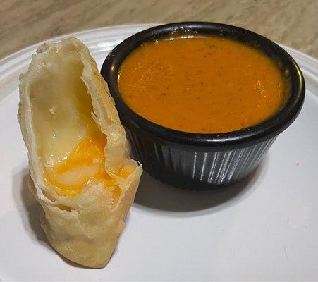 Grilled Cheese Egg Roll with Farm to table tomato soup.