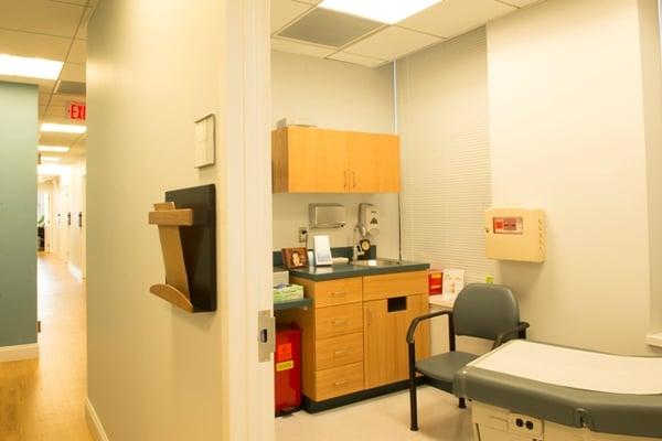 A clean, quiet exam room.