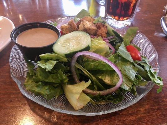 Salad that comes with Risotto Pescatore