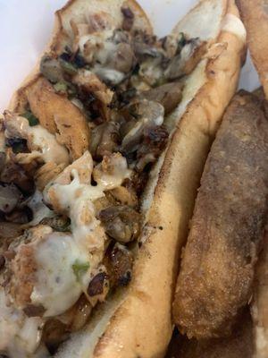 Salmon philly and potato wedges