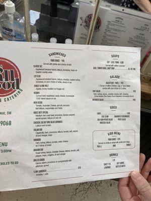 Menu as of November 2023