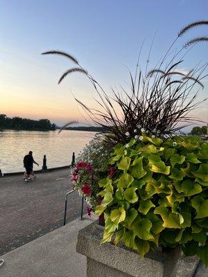 Mississippi River two blocks west of restaurant