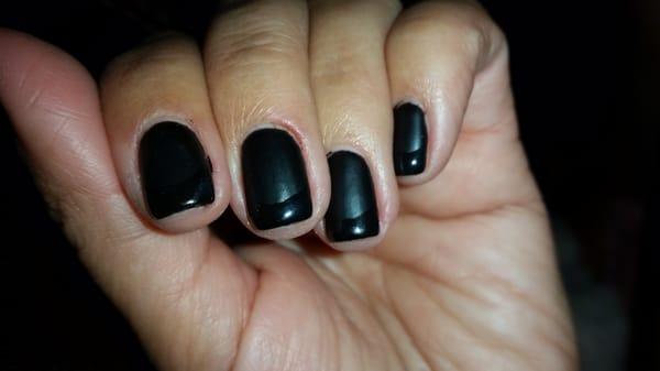 Christine did this matte black french tip. I like that it's a bit different.