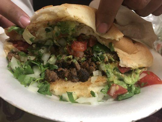 Torta carne asada $6.