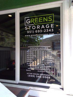 Greens Storage Temecula Office