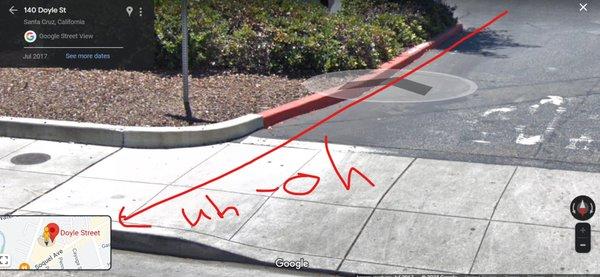 CURB AND SIDEWALK NOT LINED UP... UNSAFE!