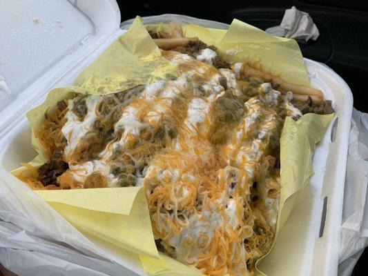 Carne Asada Fries with sour cream (LARGE)