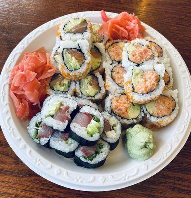 Spicy Tuna Roll, Alaska Roll, Yellowtail & Scallion Roll - Lunch Special