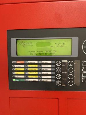 Fire Alarm Control Panel. 
We left the system in normal condition on the first Service call