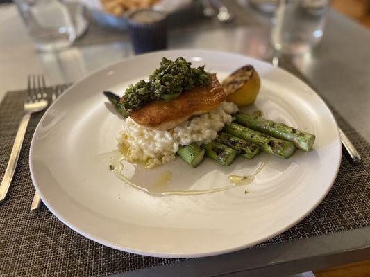 Salmon on risotto