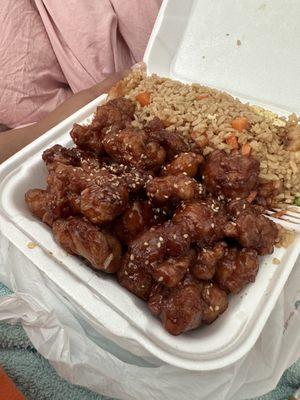 Sesame Chicken with chicken fried rice