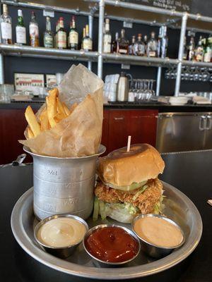 Classic Chicken Sandwich with fries