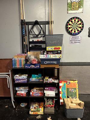 So many games! Plus a pool table and arcade games. Fun for a group!