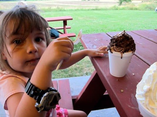 This is a "baby" or "kiddie" sized ice cream at Goodies.  My daughter ate 1/10 of this. She loved it though, and asks to go back