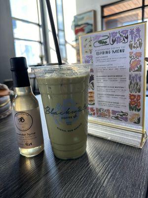 Lavender Syrup, Matcha Latte and Blackwater's Spring Menu.