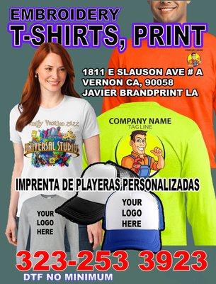 CUSTOM T-SHIRTS, BORDADOS Y ESTAMPADO EN LOS ANGELES, PLAYERAS  brandprintla