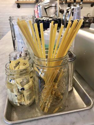 Brilliant idea: Unused pasta as coffee stirrers!!!