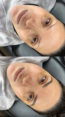 Combination brows (we do not tattoo over moles for safety of client)