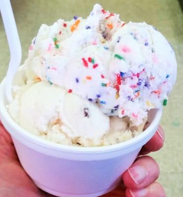 Cotton Candy on top of Heath Bar.  YUM!