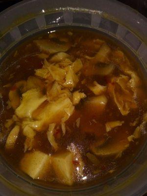 Large hot and sour soup. Also great if you add white rice!