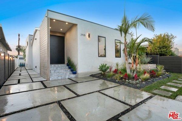 Modern Home, Front Door and Driveway