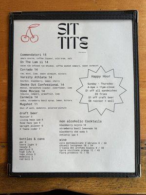 drink menu