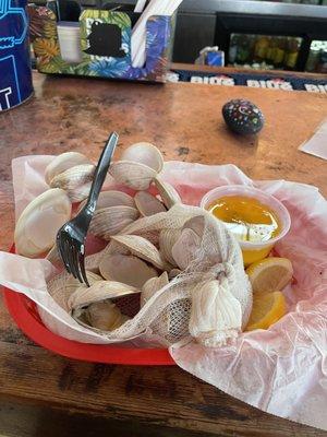 My first dozen clams. I wish they had a cup of the clam broth with it as an option. (Jersey girl in me)