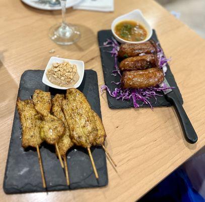 Chicken Satay and Lao Sausage