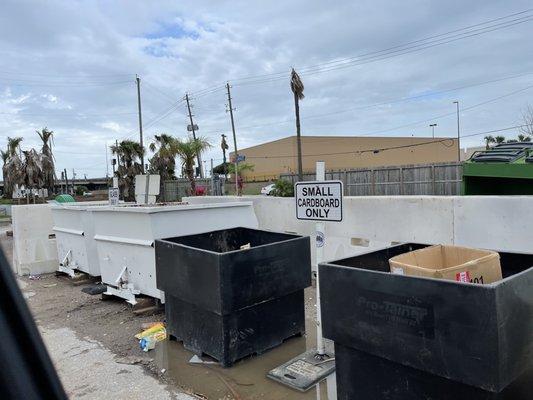 Bins clearly labeled showing what materials should go inside