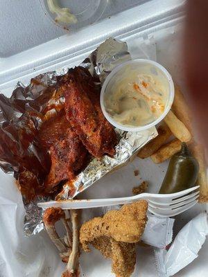 Spicy lemon pepper wings, and catfish, combo