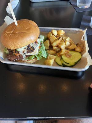 Menu specialty: California Roll Burger with crab meat