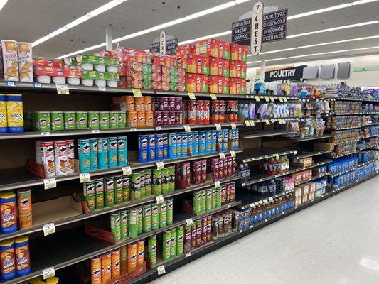 Pringle's on the diaper, baby formula and beef jerky isle.