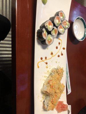 Philadelphia roll and spicy crab meat