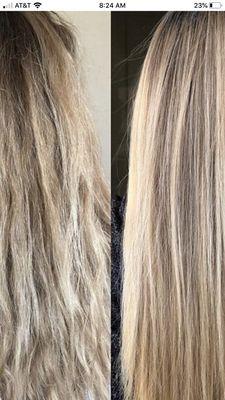 Brazilian Blowout  before & After @ Rosie's beauty corner