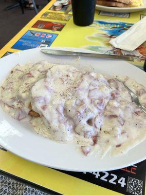 Creamed chip beef on toast.