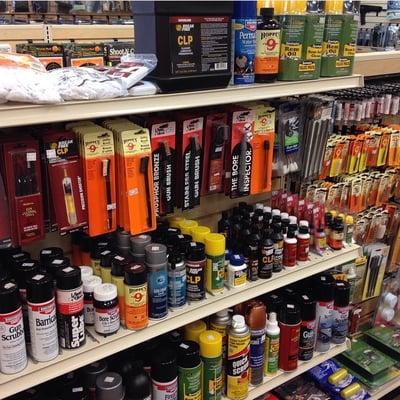 Plenty of handgun, revolver & rifle cleaning & refinishing supplies in stock.