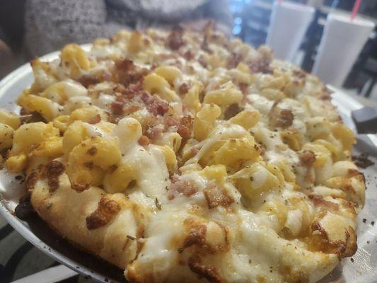 Bacon mac cheese bread. Thicker crust