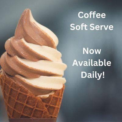 5 flavors of soft serve available every day! Chocolate, vanilla, coffee, cookie and our rotating Flavor of the Day!