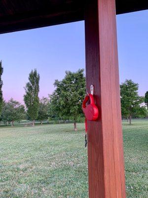 Hooks in the covered gazebo were convenient to hang up our leases.  #UpCloseSavor XP