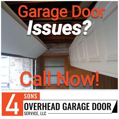 Have garage door issues? 
 We're here to help! 
 Give us a call or send us a message to schedule an appointment TODAY!