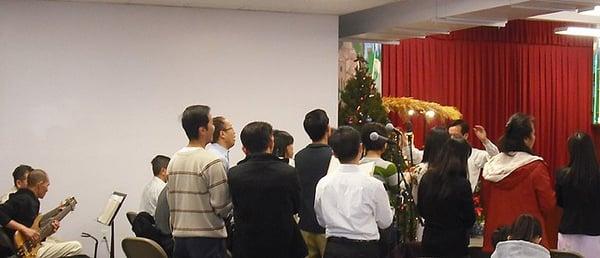 Choir singing at Mass.