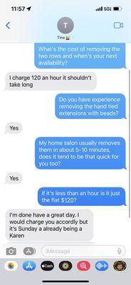 Nasty, aggressive salon worker