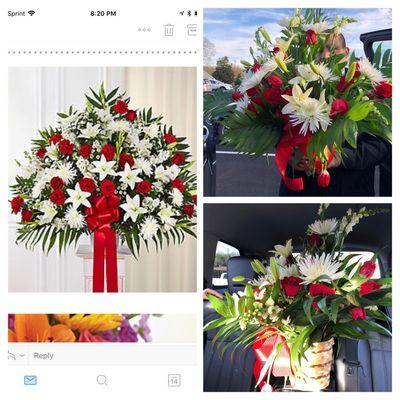 This is the bouquet I ordered vs. the bouquet I received. Horrible!!