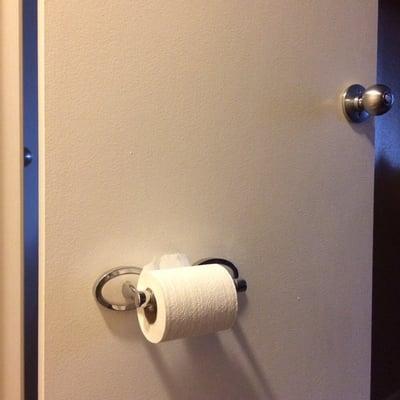 Interesting toilet paper roll placement choice in the king room.