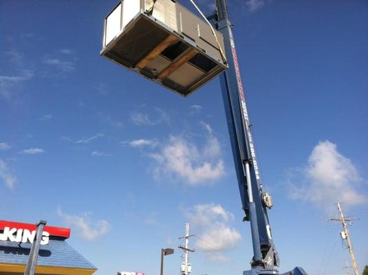 Roof top installation of commercial size unit