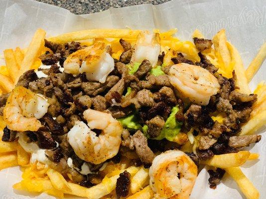 Surf and turf fries  Steak and shrimp