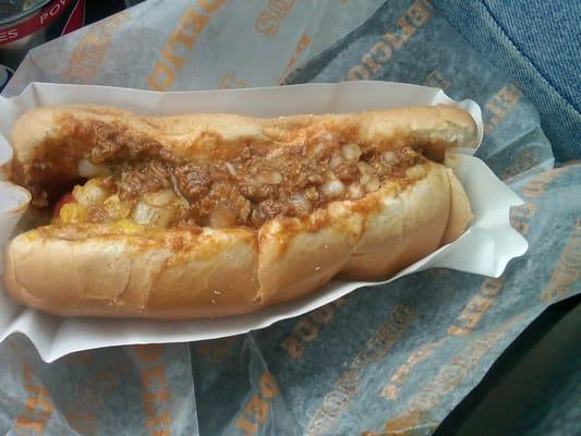 Good, not great chili dog - chili is thin, and a little weak tasting