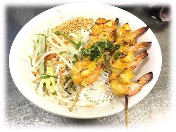 Rice Noodle with Grilled Shrimp