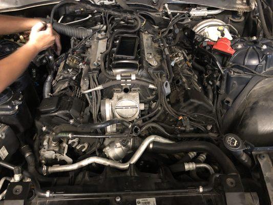 Timing cover gaskets and valve cover gaskets on this powerful bmw 650i!!!