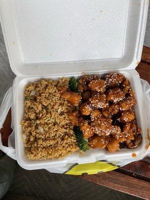 Large Sesame Chicken with Fried Rice